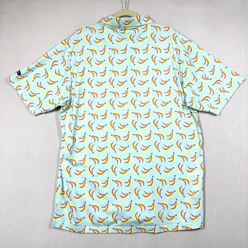 Bad Birdie Polo Shirt Men 3XL Banana Print Performance Stretch Golf Short Sleeve - Picture 5 of 10